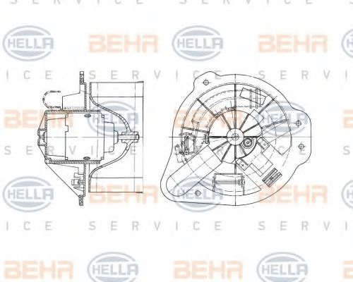 8EW 009 157-591 BEHR+HELLA+SERVICE Heating / Ventilation Interior Blower