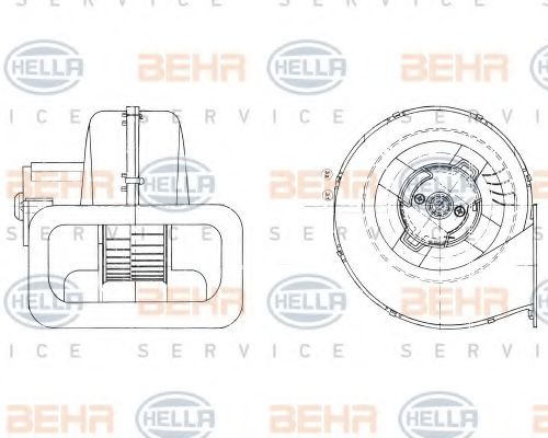 8EW 009 158-611 BEHR+HELLA+SERVICE Interior Blower