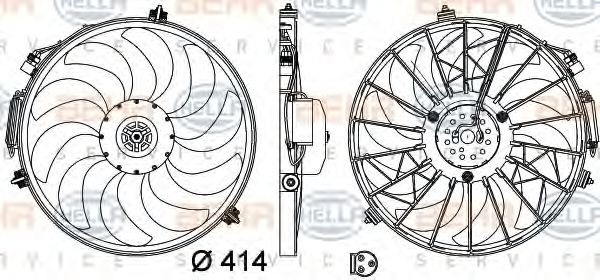 8EW 009 158-721 BEHR+HELLA+SERVICE Air Conditioning Fan, A/C condenser