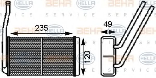 8FH 351 000-161 BEHR+HELLA+SERVICE Wärmetauscher, Innenraumheizung