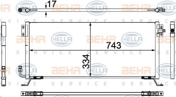 8FC 351 024-111 BEHR+HELLA+SERVICE Air Conditioning Condenser, air conditioning