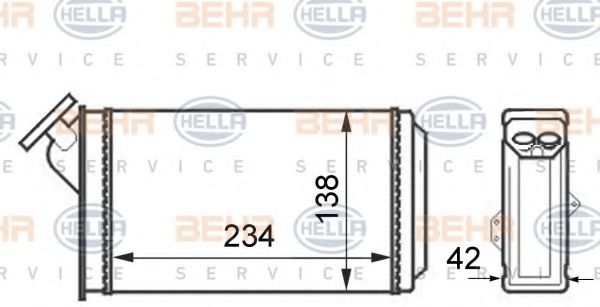8FH 351 024-321 BEHR+HELLA+SERVICE Теплообменник, отопление салона