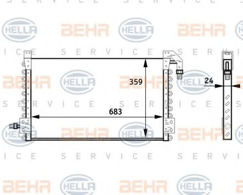 8FC 351 024-471 BEHR+HELLA+SERVICE Air Conditioning Condenser, air conditioning