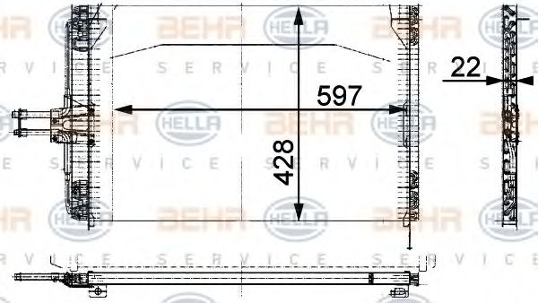 8FC 351 035-464 BEHR+HELLA+SERVICE Air Conditioning Condenser, air conditioning