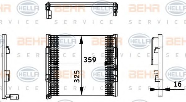 8FC 351 035-731 BEHR+HELLA+SERVICE Condenser, air conditioning