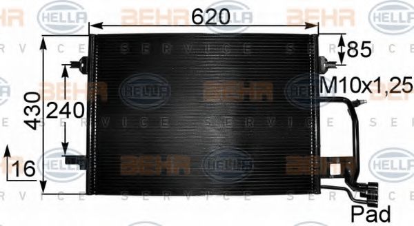 8FC 351 038-421 BEHR+HELLA+SERVICE Air Conditioning Condenser, air conditioning