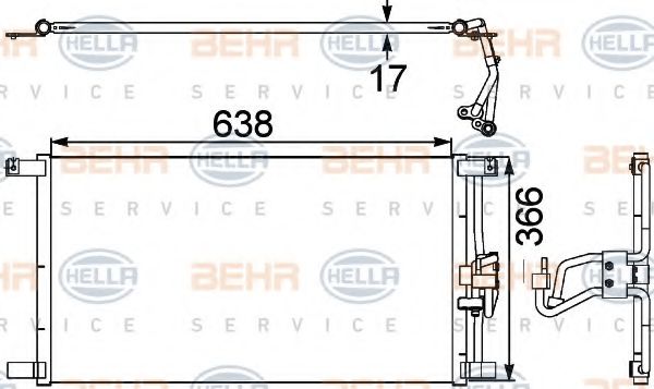 8FC 351 038-481 BEHR+HELLA+SERVICE Condenser, air conditioning