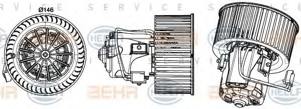 8EW 351 043-261 BEHR+HELLA+SERVICE Heating / Ventilation Interior Blower