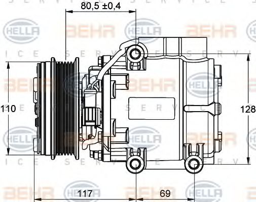 8FK 351 109-201 BEHR+HELLA+SERVICE Compressor, air conditioning