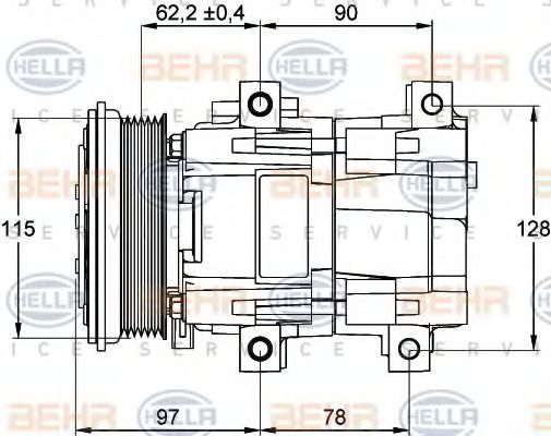 8FK 351 113-191 BEHR+HELLA+SERVICE Compressor, air conditioning