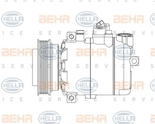 8FK 351 132-081 BEHR+HELLA+SERVICE Compressor, air conditioning