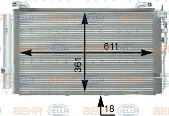 8FC 351 302-261 BEHR+HELLA+SERVICE Condenser, air conditioning