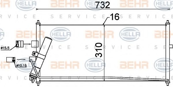 8FC 351 302-521 BEHR+HELLA+SERVICE Condenser, air conditioning