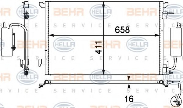 8FC 351 302-531 BEHR+HELLA+SERVICE Condenser, air conditioning