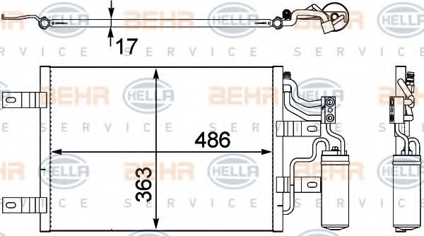 8FC 351 302-551 BEHR+HELLA+SERVICE Condenser, air conditioning