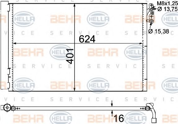 8FC 351 302-611 BEHR+HELLA+SERVICE Condenser, air conditioning