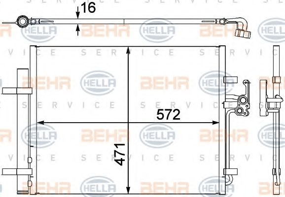 8FC 351 303-201 BEHR+HELLA+SERVICE Condenser, air conditioning