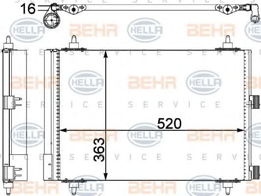 8FC 351 303-371 BEHR+HELLA+SERVICE Condenser, air conditioning