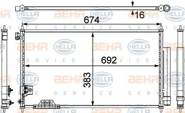 8FC 351 303-691 BEHR+HELLA+SERVICE Air Conditioning Condenser, air conditioning