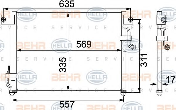 8FC 351 304-201 BEHR+HELLA+SERVICE Condenser, air conditioning