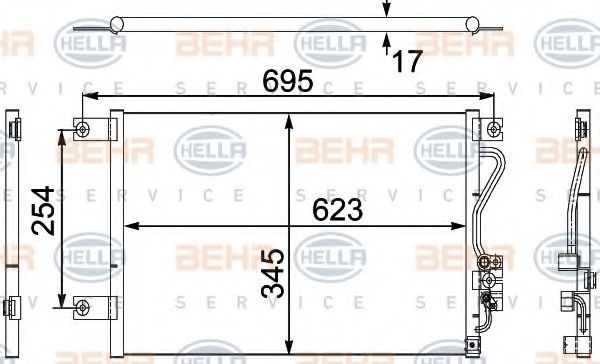 8FC 351 304-211 BEHR+HELLA+SERVICE Condenser, air conditioning