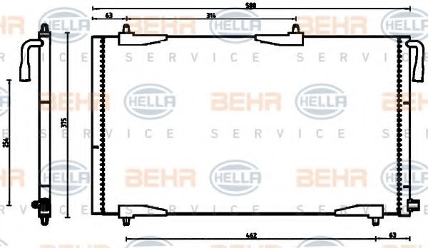 8FC 351 304-501 BEHR+HELLA+SERVICE Condenser, air conditioning