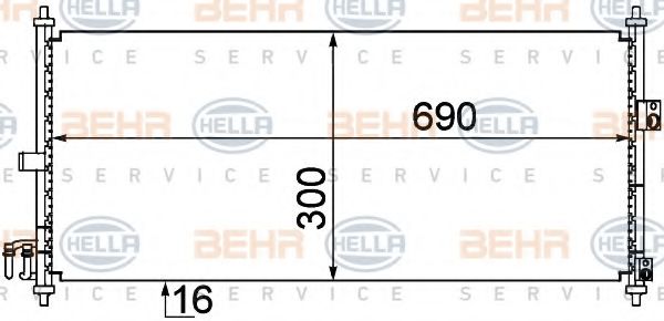 8FC 351 304-651 BEHR+HELLA+SERVICE Конденсатор, кондиционер