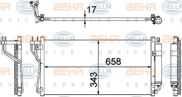 8FC 351 304-731 BEHR+HELLA+SERVICE Condenser, air conditioning
