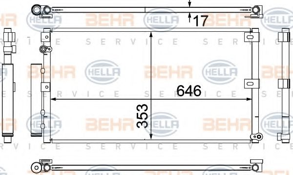 8FC 351 307-121 BEHR+HELLA+SERVICE Condenser, air conditioning