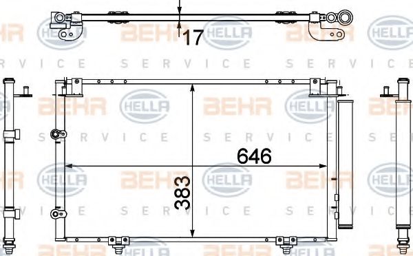 8FC 351 307-391 BEHR+HELLA+SERVICE Condenser, air conditioning