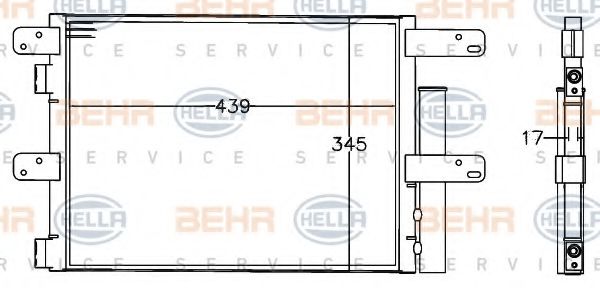 8FC 351 307-601 BEHR+HELLA+SERVICE Kondensator, Klimaanlage