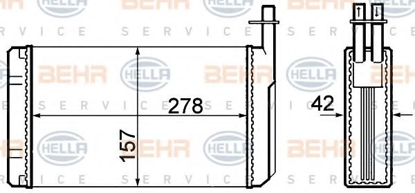 8FH 351 308-661 BEHR+HELLA+SERVICE Heat Exchanger, interior heating