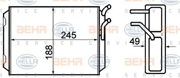 8FH 351 308-761 BEHR+HELLA+SERVICE Heat Exchanger, interior heating