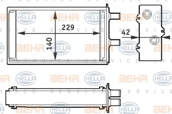 8FH 351 311-001 BEHR+HELLA+SERVICE Heat Exchanger, interior heating