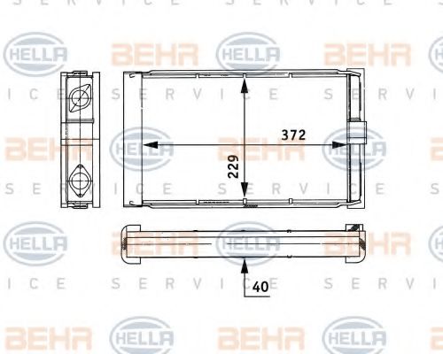 8FH 351 312-711 BEHR+HELLA+SERVICE Heat Exchanger, interior heating