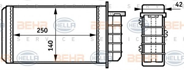 8FH 351 313-191 BEHR+HELLA+SERVICE Heating / Ventilation Heat Exchanger, interior heating