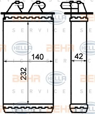 8FH 351 313-201 BEHR+HELLA+SERVICE Отопление / вентиляция Теплообменник, отопление салона