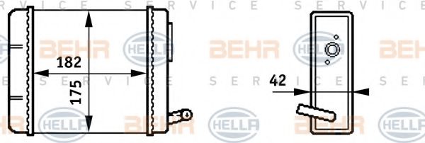 8FH 351 313-211 BEHR+HELLA+SERVICE Отопление / вентиляция Теплообменник, отопление салона