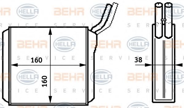 8FH 351 313-261 BEHR+HELLA+SERVICE Теплообменник, отопление салона