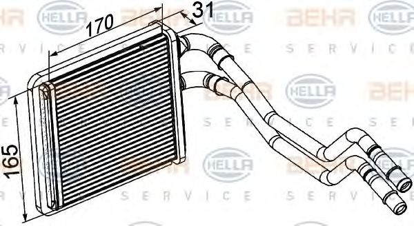 8FH 351 315-591 BEHR+HELLA+SERVICE Heat Exchanger, interior heating