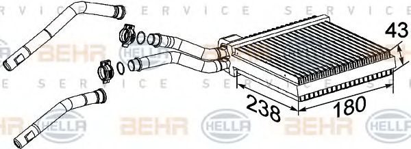 8FH 351 315-631 BEHR+HELLA+SERVICE Heating / Ventilation Heat Exchanger, interior heating