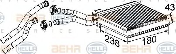 8FH 351 315-641 BEHR+HELLA+SERVICE Теплообменник, отопление салона