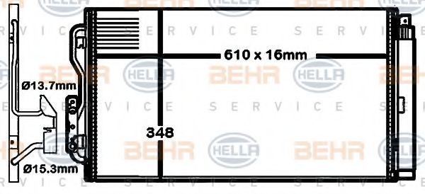 8FC 351 316-581 BEHR+HELLA+SERVICE Конденсатор, кондиционер