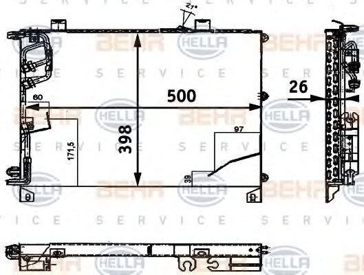 8FC 351 317-231 BEHR+HELLA+SERVICE Condenser, air conditioning