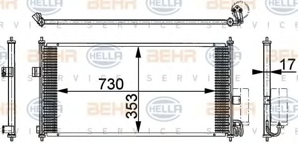 8FC 351 317-751 BEHR+HELLA+SERVICE Condenser, air conditioning