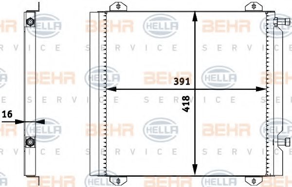 8FC 351 317-761 BEHR+HELLA+SERVICE Condenser, air conditioning