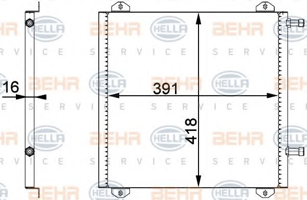 8FC 351 317-771 BEHR+HELLA+SERVICE Condenser, air conditioning
