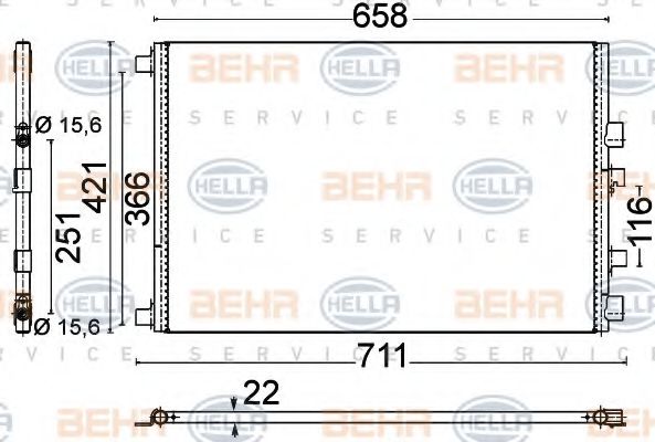 8FC 351 318-561 BEHR+HELLA+SERVICE Air Conditioning Condenser, air conditioning