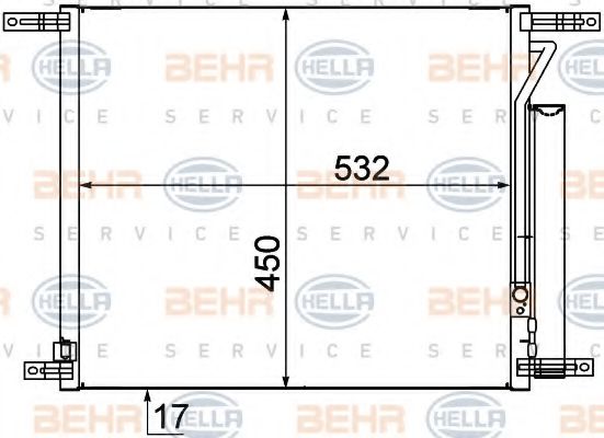 8FC 351 318-681 BEHR+HELLA+SERVICE Condenser, air conditioning