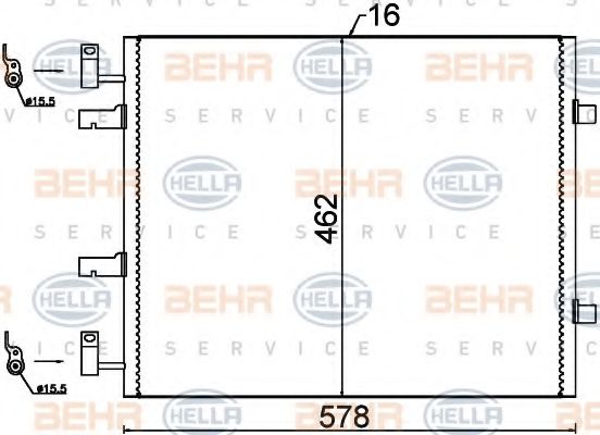 8FC 351 318-691 BEHR+HELLA+SERVICE Air Conditioning Condenser, air conditioning